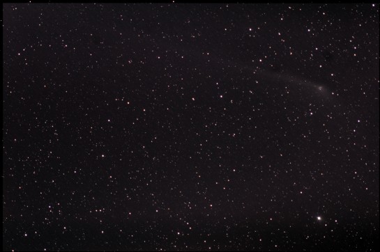 300mm f/5.6, ISO 400, 11 x 5 min. 11 frames stacked in DSS on the stars alone.