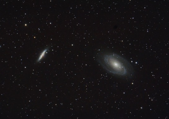 M82 and M81 Nikon D90 on Altair Wave 115/805 (f/7), ISO 400 50 minutes: 5 frames of 10 minutes each.