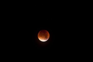 3.12am: increased exposure to see the illumination in full eclipse. 1 sec @f/5.6, ISO 1000.